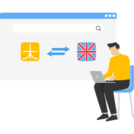 Aprendendo inglês on-line  Ilustração