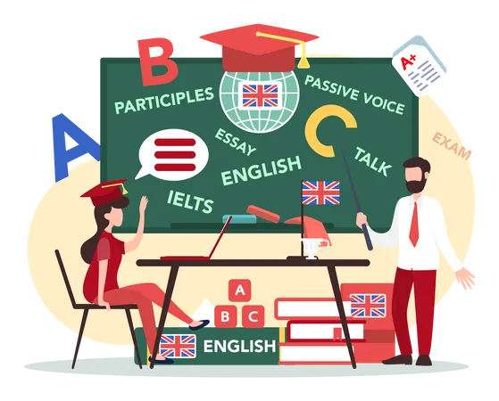 Aprende el idioma inglés en línea  Ilustración
