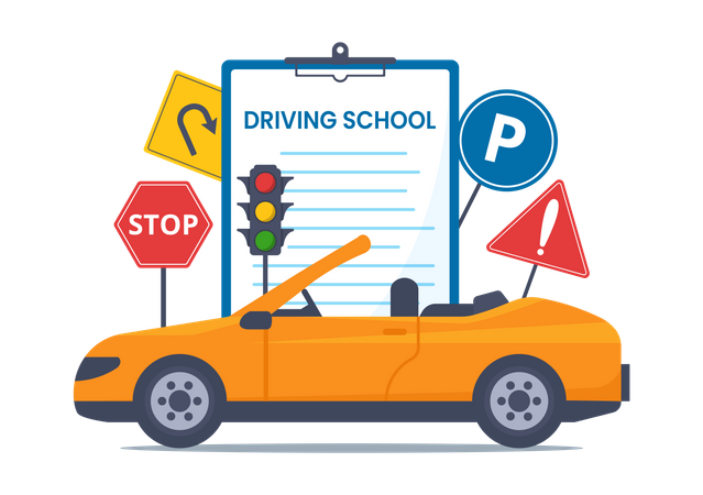Aprendizagem de carro  Ilustração