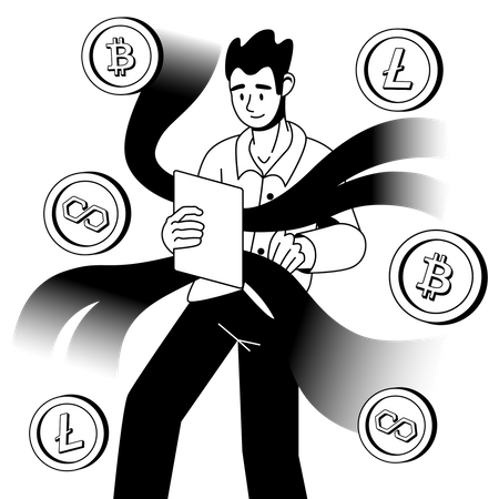 Aprendizagem de criptomoeda  Ilustração