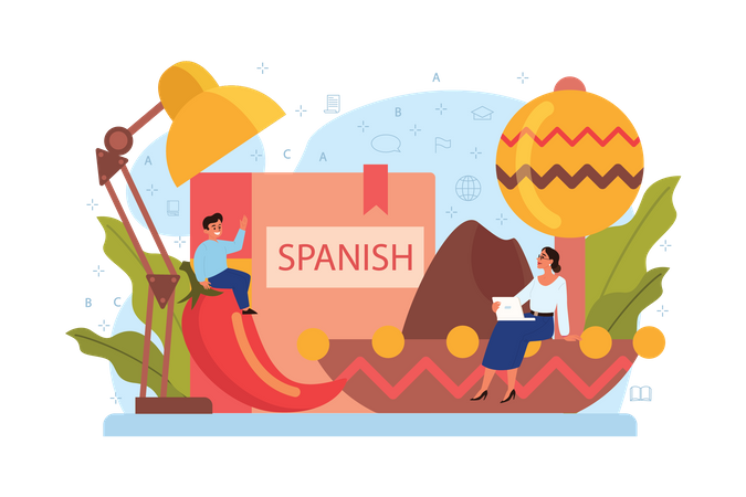 Aprendendo espanhol  Ilustração