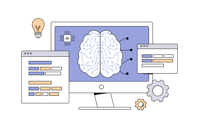 Aprendizagem de inteligência artificial  Ilustração