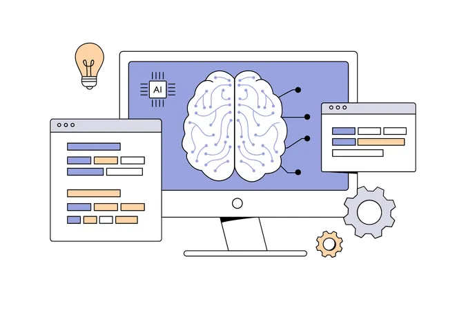 Aprendizagem de inteligência artificial  Ilustração