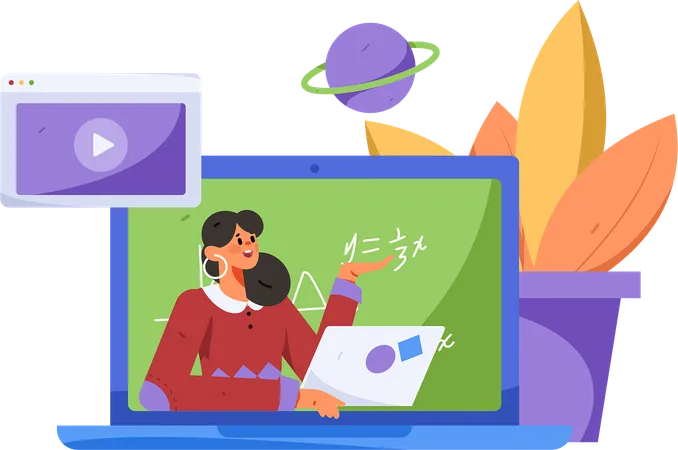 Aprendizagem escolar on-line  Ilustração