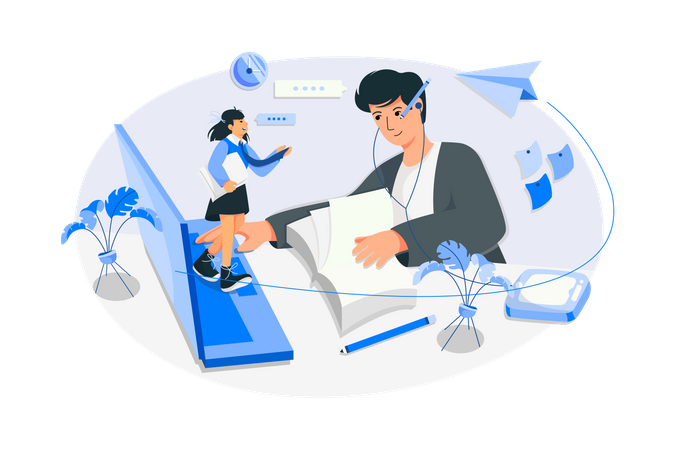 Aprendizagem online  Ilustração