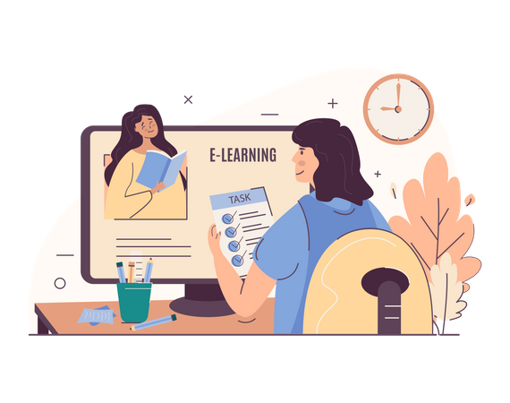 Aprendizagem online  Ilustração