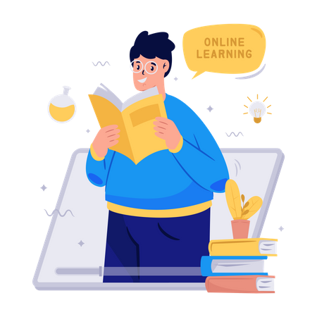 Aprendizagem online  Ilustração