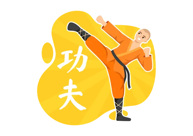 Ilustracion De Kung Fu Con Personas Que Muestran Arte Marcial Deportivo Chino En Caricaturas Planas Dibujadas A Mano Para Banners Web O Plantillas De Pagina De Inicio Ilustración