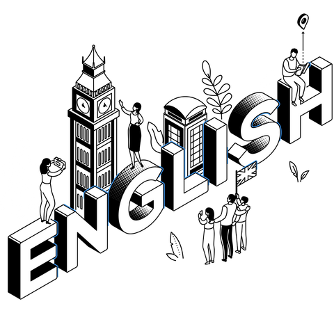 Aprendizaje del idioma ingles  Ilustración