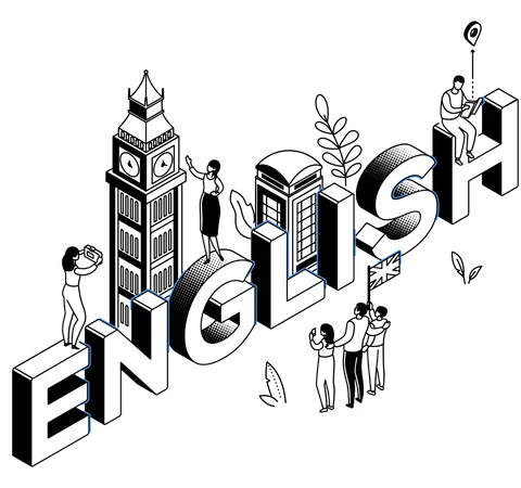 Aprendizaje del idioma ingles  Ilustración