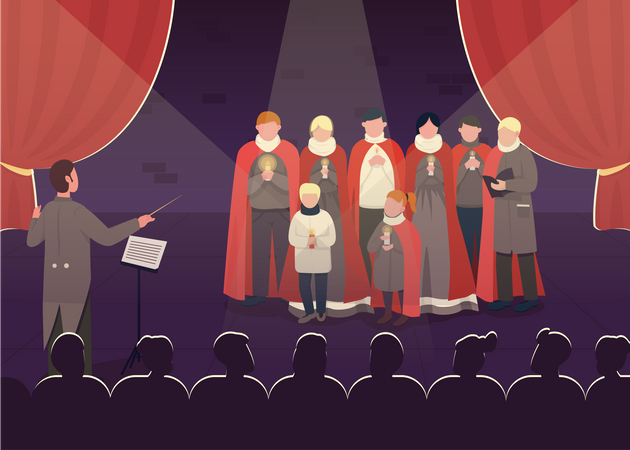 Apresentação de canto à moda antiga  Ilustração