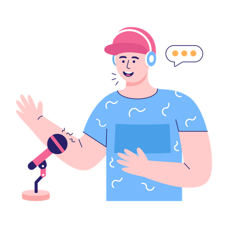 Apresentador de podcast masculino  Ilustração