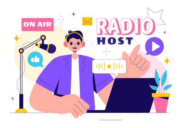 Apresentador de rádio  Ilustração