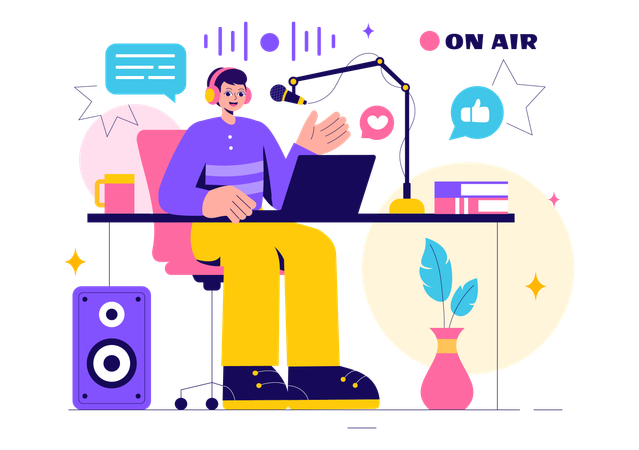 Apresentador de rádio  Ilustração