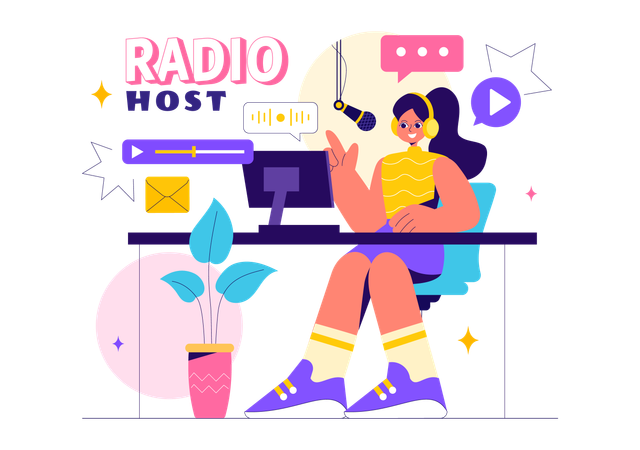 Apresentador de rádio  Ilustração