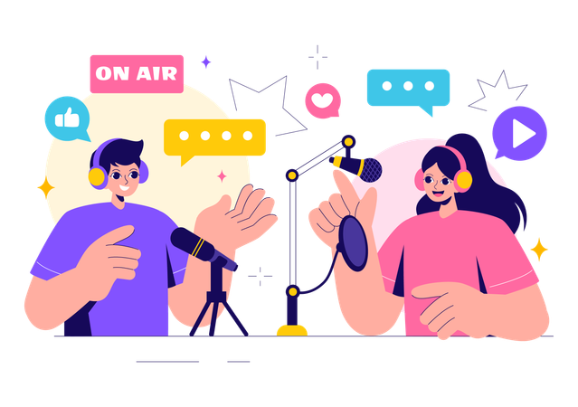 Apresentador de rádio  Ilustração