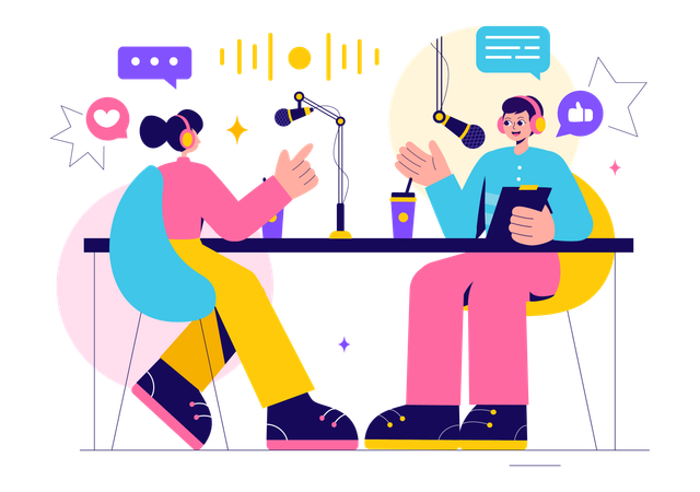 Apresentador de rádio  Ilustração
