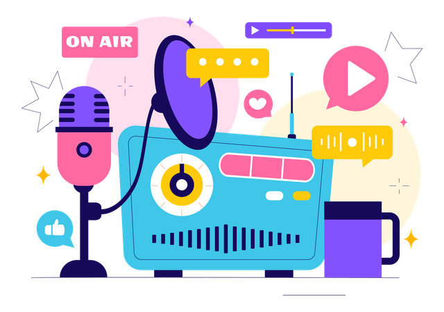 Apresentador de rádio  Ilustração
