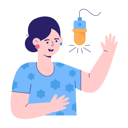 Apresentadora de podcast feminina  Ilustração