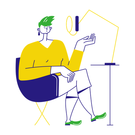 Apresentadora feminina no podcast  Ilustração