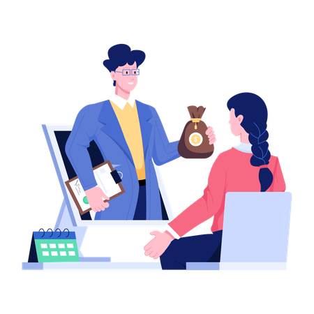 Aprovação de empréstimo on-line  Illustration