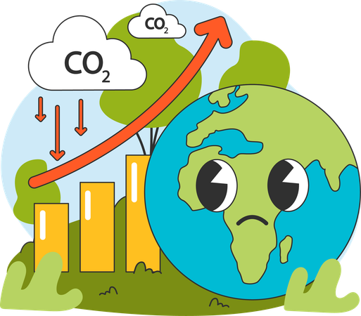 Aquecimento global aumentando  Ilustração