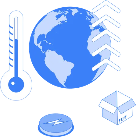 Aquecimento global com alta temperatura  Ilustração