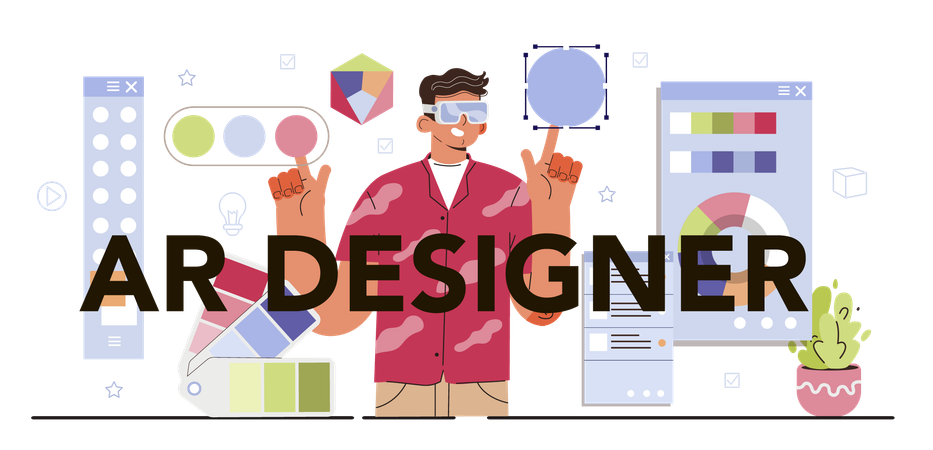 AR designer doing designing work  Illustration