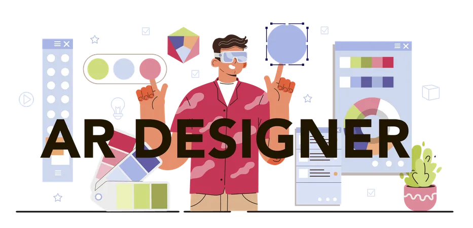 AR designer doing designing work  Illustration