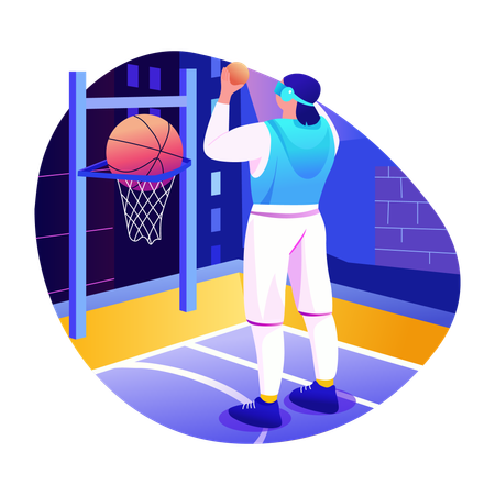 Jogador de esportes ar jogando basquete  Ilustração