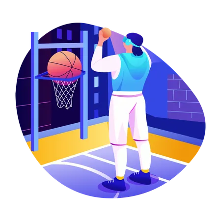 Jogador de esportes ar jogando basquete  Ilustração
