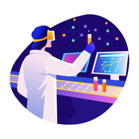 Ar researcher doing experiment in advanced lab  Illustration