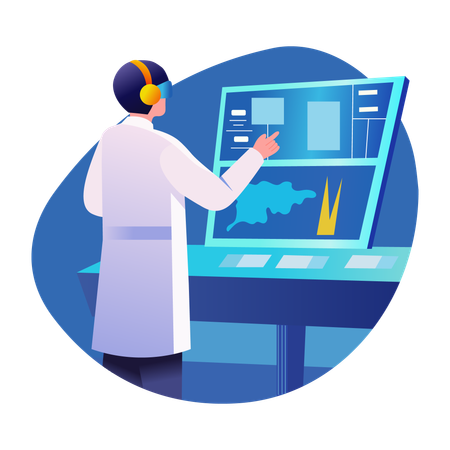AR Scientist working in tech lab  Illustration