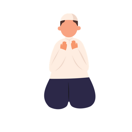 Arab Boy Praying Illustration