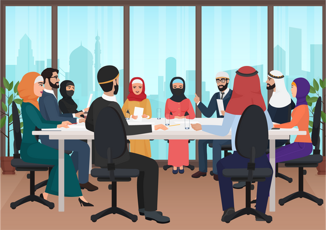 Arab business people meeting at office  Illustration