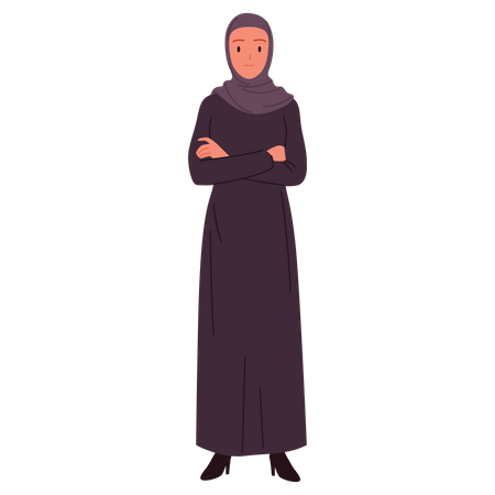 Arab business woman crossed arms  Illustration