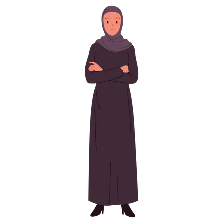 Arab business woman crossed arms  Illustration