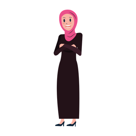 Arab business woman crossed arms  Illustration