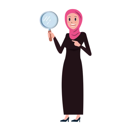 Arab Business Woman Use Tablet Vector Illustration Illustration