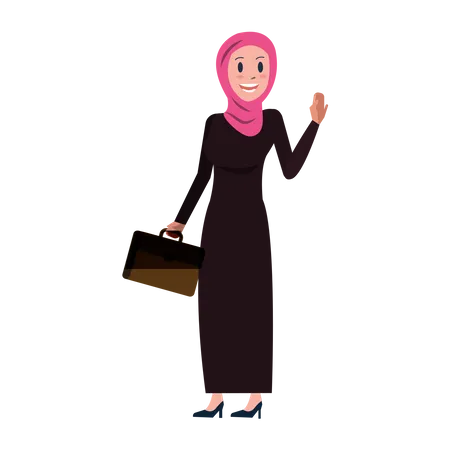 Arab business woman smile and say hi  Illustration