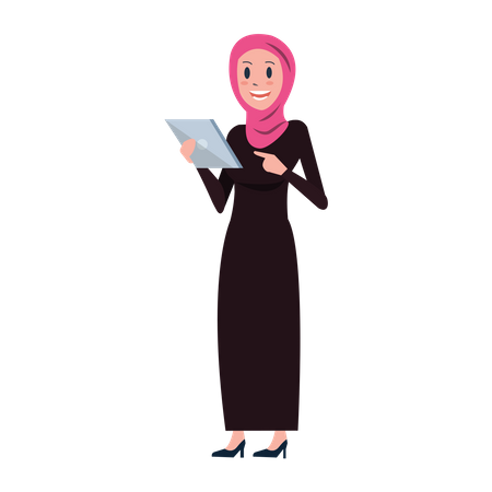 Arab business woman using tablet  Illustration