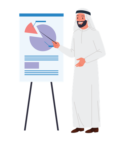 Arab businessman giving business presentation  Illustration