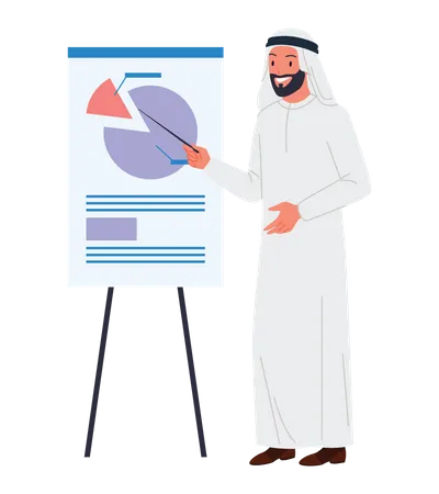 Arab businessman giving business presentation  Illustration