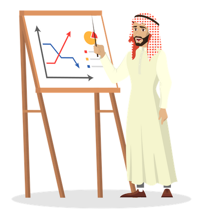 Arab businessman giving business presentation  Illustration