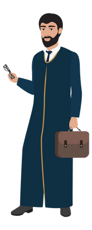 Arab businessman holding bag and mobile  Illustration