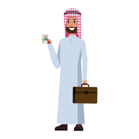 Arab Businessman holding coffee  Illustration