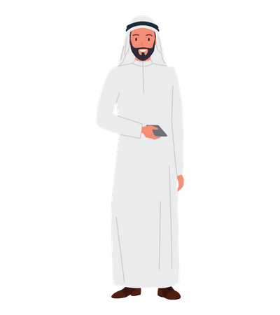 Arab businessman holding phone  Illustration