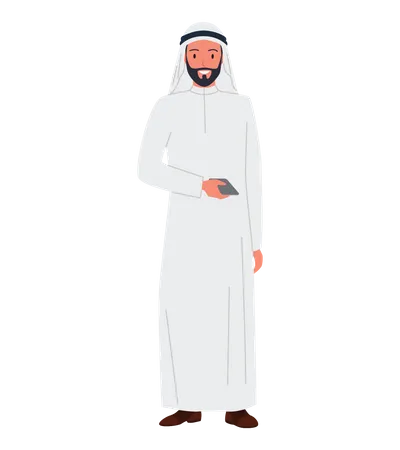 Arab businessman holding phone  Illustration