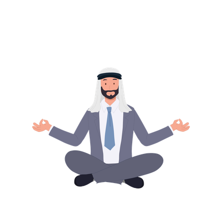 Arab Businessman is Meditating  Illustration