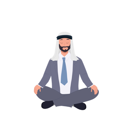 Arab Businessman is Meditating  Illustration